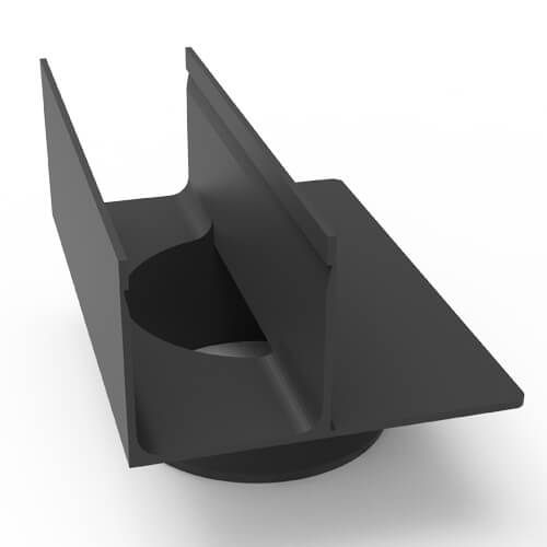 This eccentric union bracket with a Ø 110 mm bottom-outlet (suitable for type 65x100), can be placed tightly against an edge.