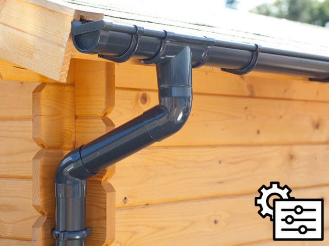 3,5 m guttering in anthracite, including running outlet, offsend bends and round downpipe.