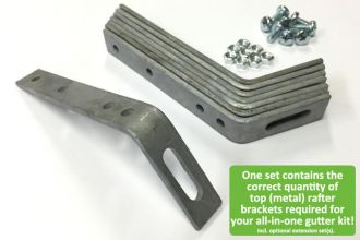 Set of galvanised top rafter brackets – We make sure your all-in-one gutter kit includes the right amount of top rafter brackets! 