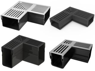 Design drainage channel corner piece 90° kit