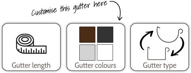 Customise gutter length, colour and gutter type.